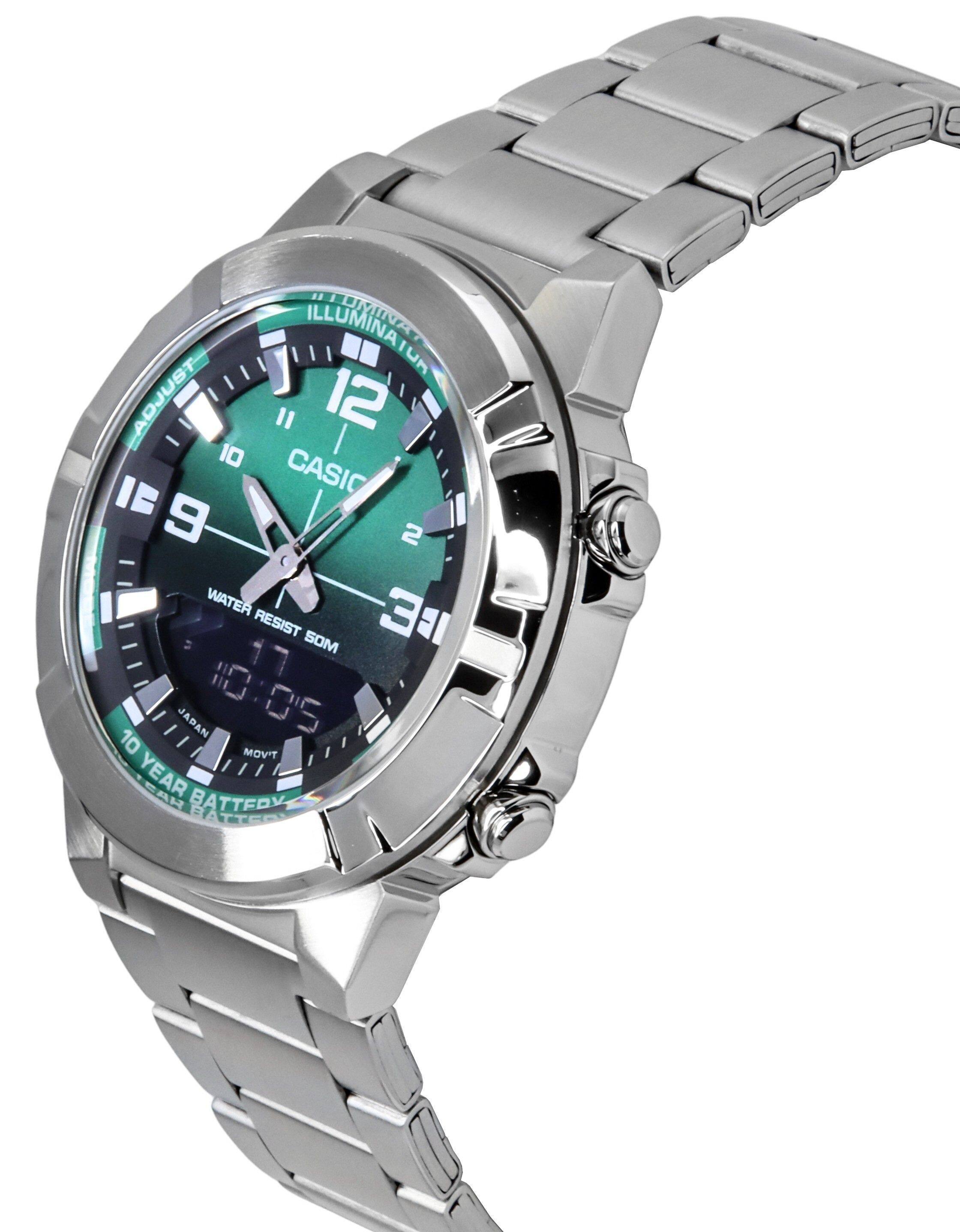 ILLUMINATOR ADJUST 11 12 10 CASIO 9 2 WATER RESIST SOM 31 10:05 1D JAPAN 10 MOV'T YEAR HAS BATTERY BATTER
