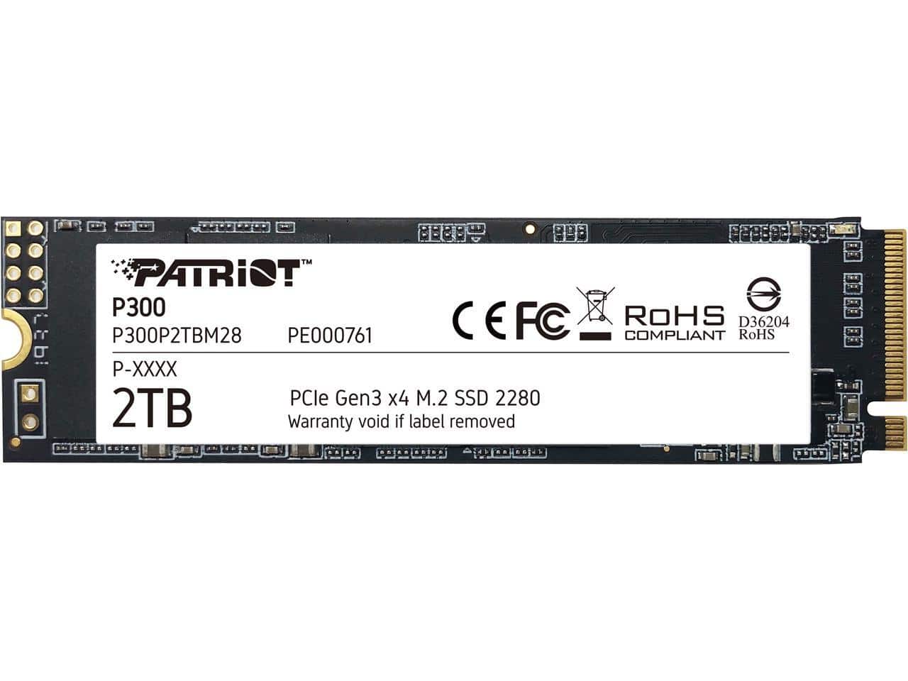 Patriot - P300 M.2 2280 2TB PCIe Gen3 x4, NVMe 1.3 Internal Solid State Drive (SSD) P300P2TBM28