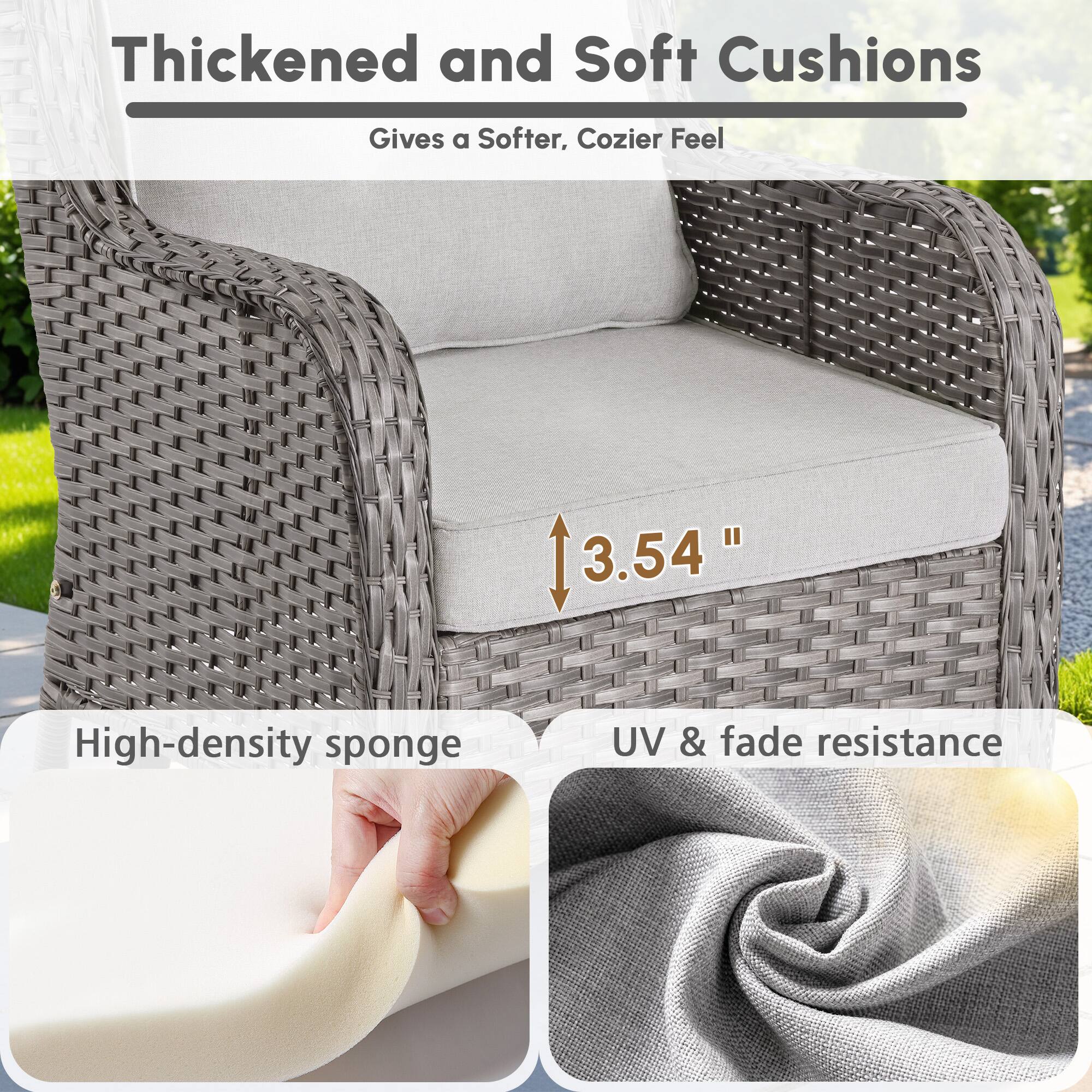 Thickened and Soft Cushions  
Gives a Softer, Cozier Feel  

3.54"  

High-density sponge  
UV & fade resistance