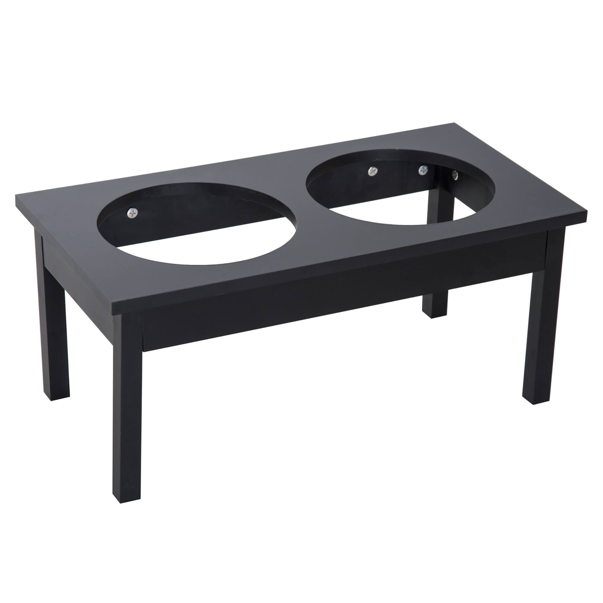 Alt View 5. Pawhut - 23" Wooden Heavy Duty Dog Food Bowls Pet Elevated Feeding Station - Black.