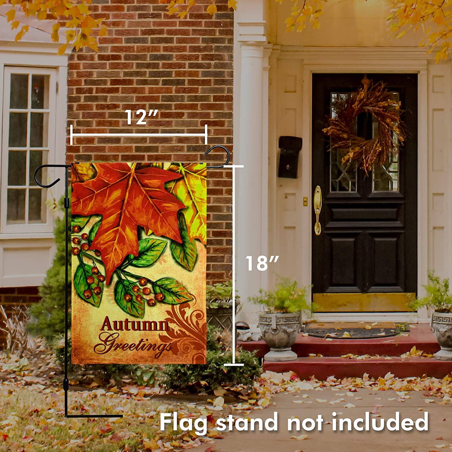 12" x 18" Autumn Greetings Flag stand not included