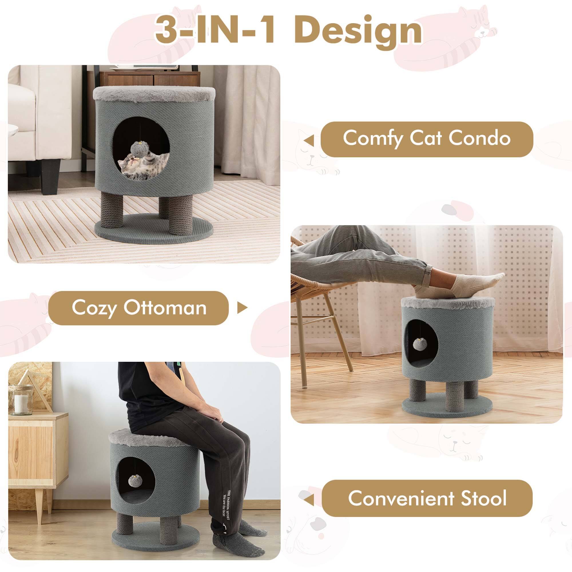 3-IN-1 Design

Comfy Cat Condo

Cozy Ottoman

Convenient Stool