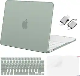 mosiso - For MacBook Neo Case 13 inch 2026 A3404 with A18 Pro Chip, Crack-Resistant Hard Shell&Keyboard Cover&Screen Film&Type C - Antique Green