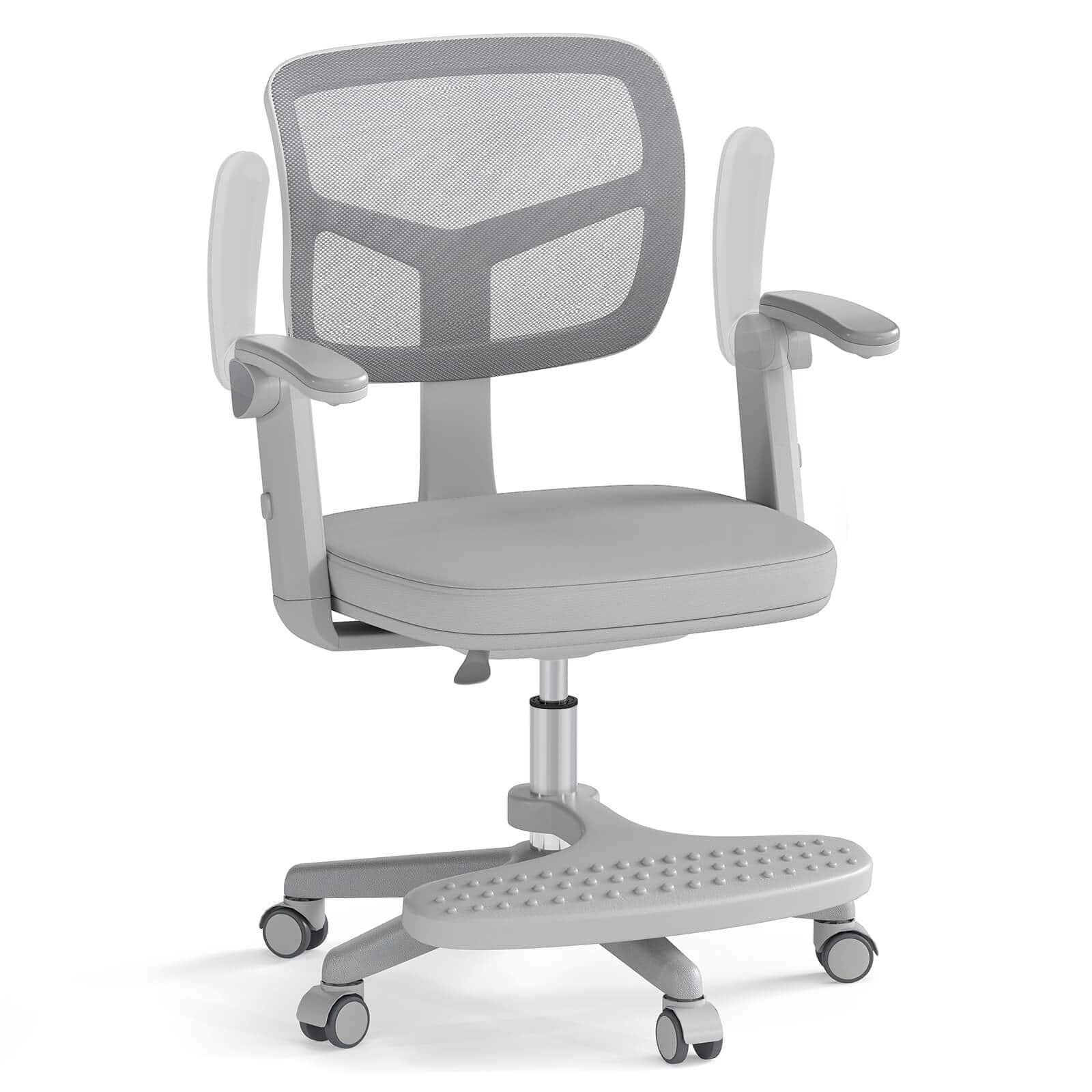 Costway - Kids Desk Chair Children Study Chair with Adjustable Height, Armrest & Footrest - Gray