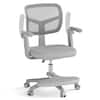 Front. Costway - Costway Kids Desk Chair Children Study Chair with Adjustable Height, Armrest & Footrest - Gray.