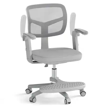 Front. Costway - Costway Kids Desk Chair Children Study Chair with Adjustable Height, Armrest & Footrest - Gray.
