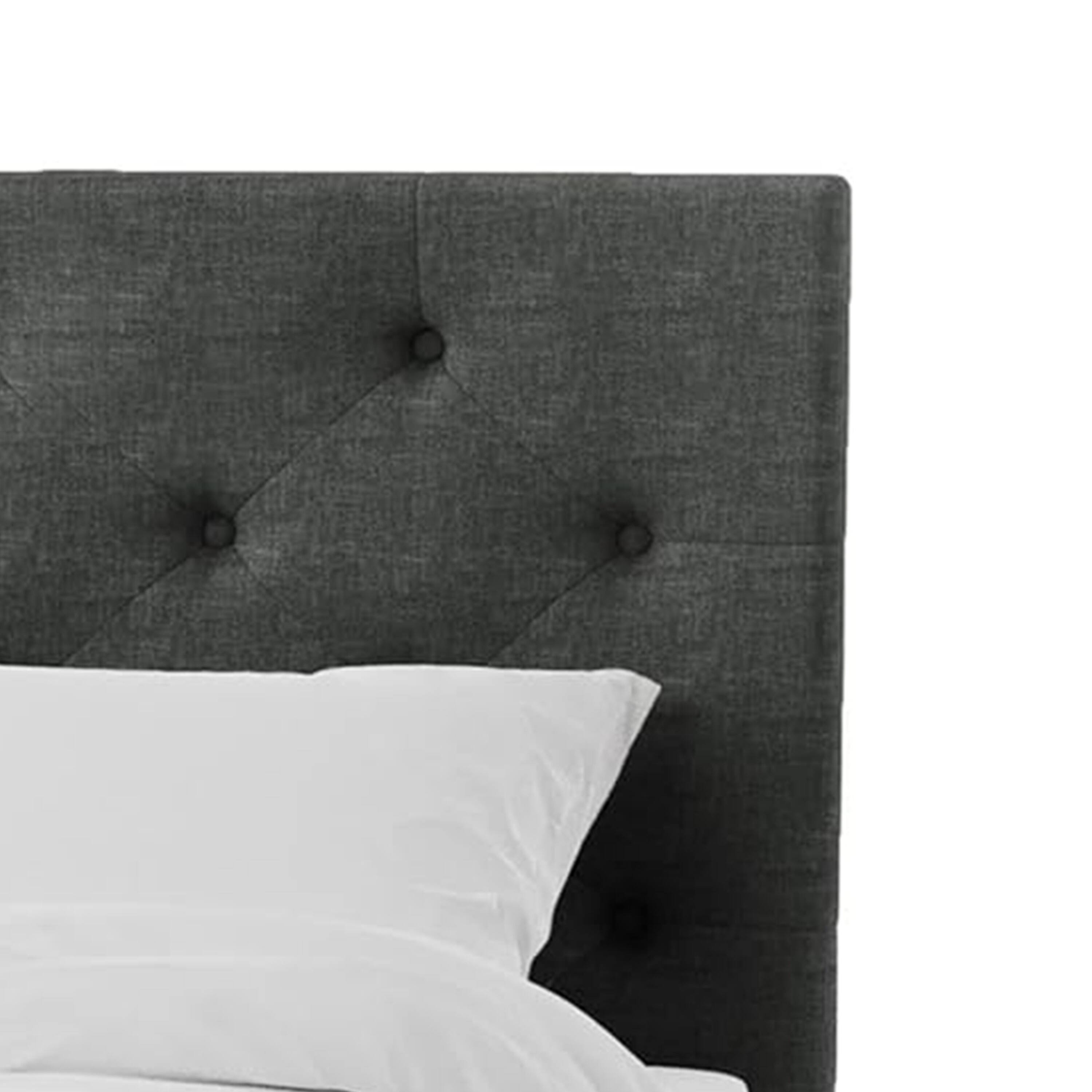 Left. Manhattan Lane - Sya Full Size Bed w Tufted Headboard, Underbed Storage - Dark Gray.