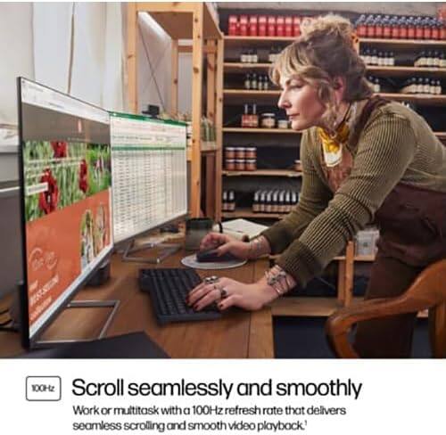 100Hz Scroll seamlessly and smoothly  
Work or multitask with a 100Hz refresh rate that delivers seamless scrolling and smooth video playback.