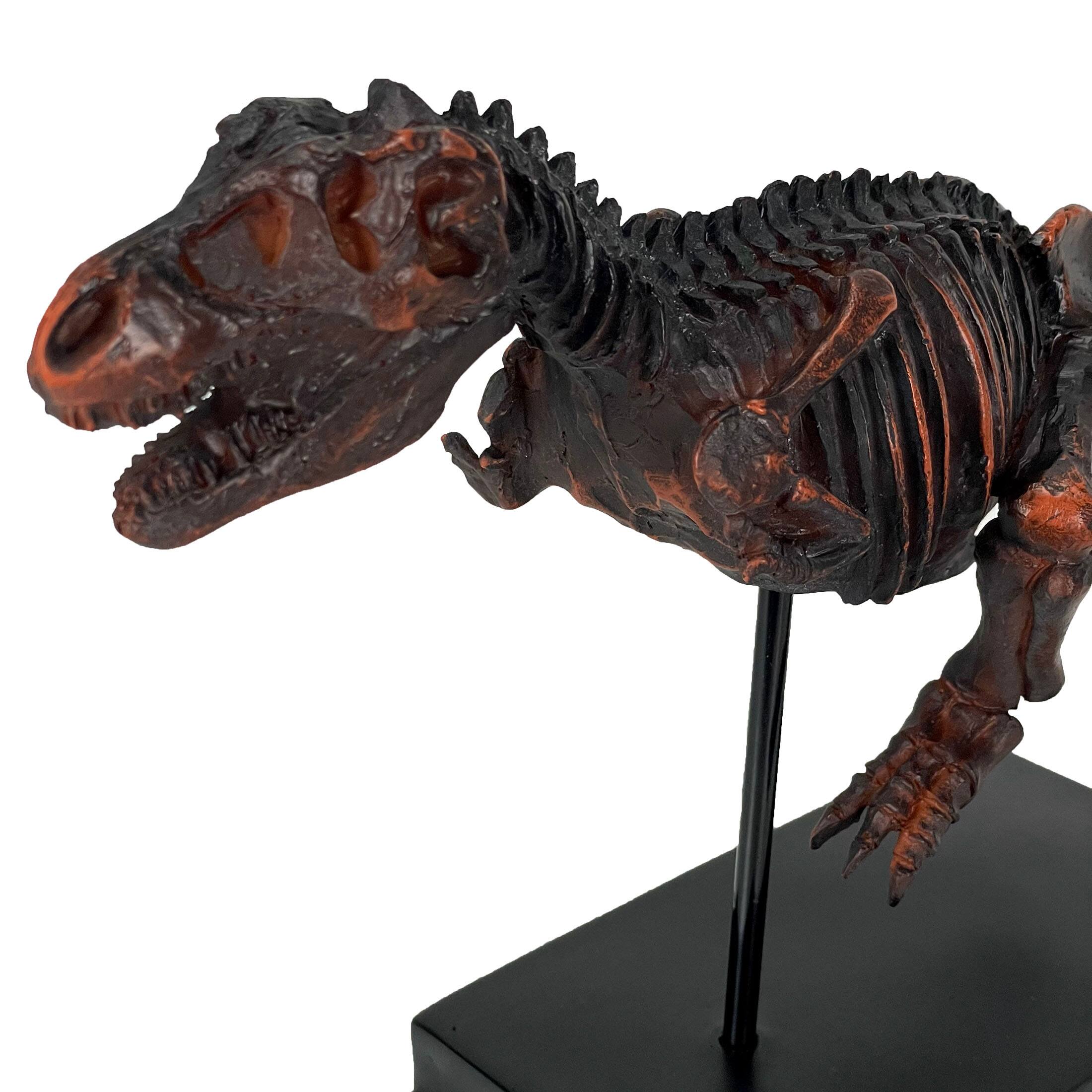 Alt View 2. Zeckos - Tyrannosaurus Rex Skeleton Statue T-Rex on Museum Mount - Black.
