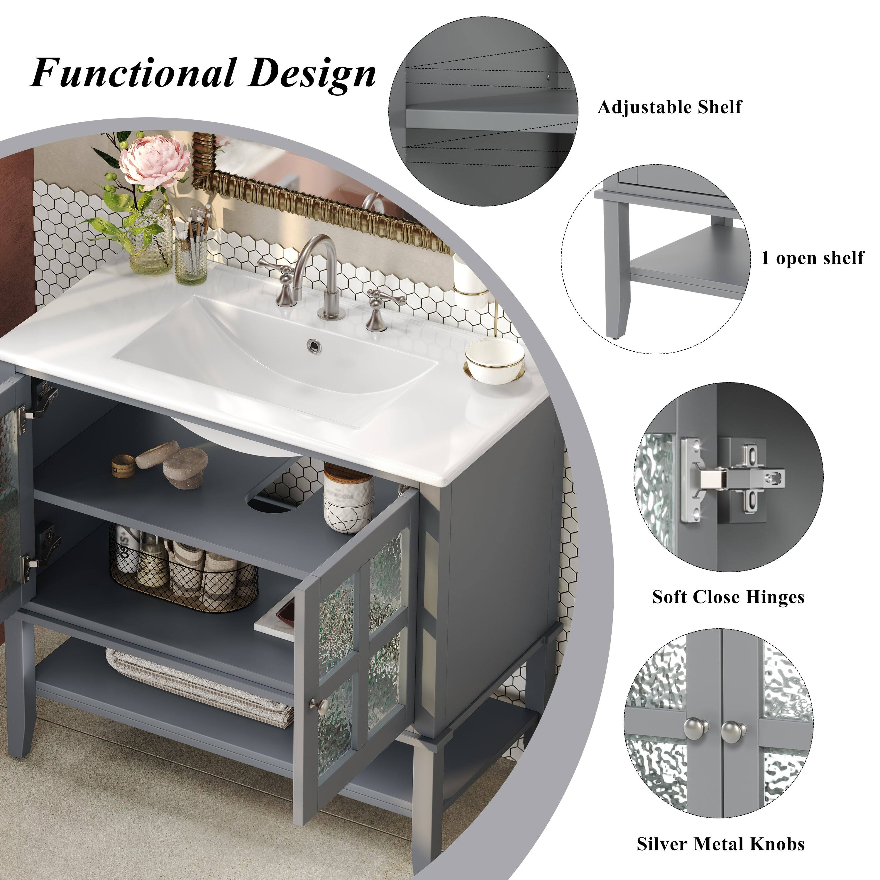 Functional Design

Adjustable Shelf

1 open shelf

Soft Close Hinges

Silver Metal Knobs