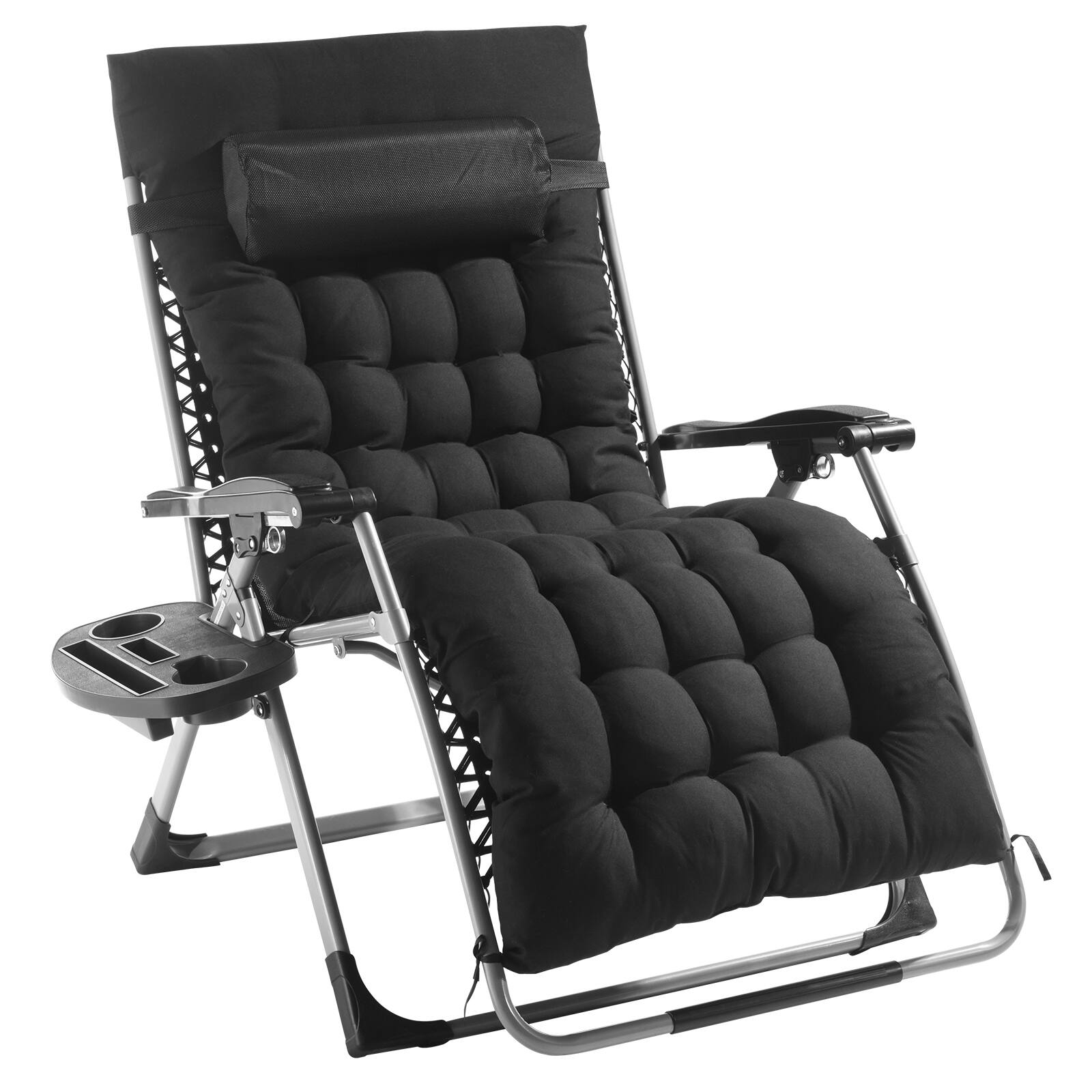 Alt View 5. VEVOR - Zero Gravity Chair, 33 inch Zero Gravity Recliner Lounge Chair for Indoor and Outdoor, Adjustable Anti Gravity Chair - Black.