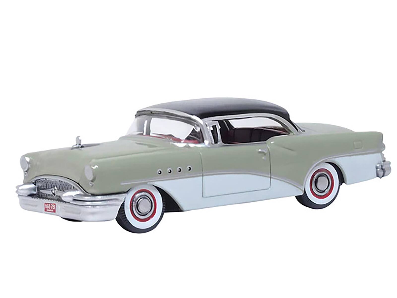 Alt View 4. Oxford Diecast - 1955 Buick Century Windsor Gray and Dover White with Carlsbad Black Top 1/87 (HO) Scale Model Car by Oxford Diecast.