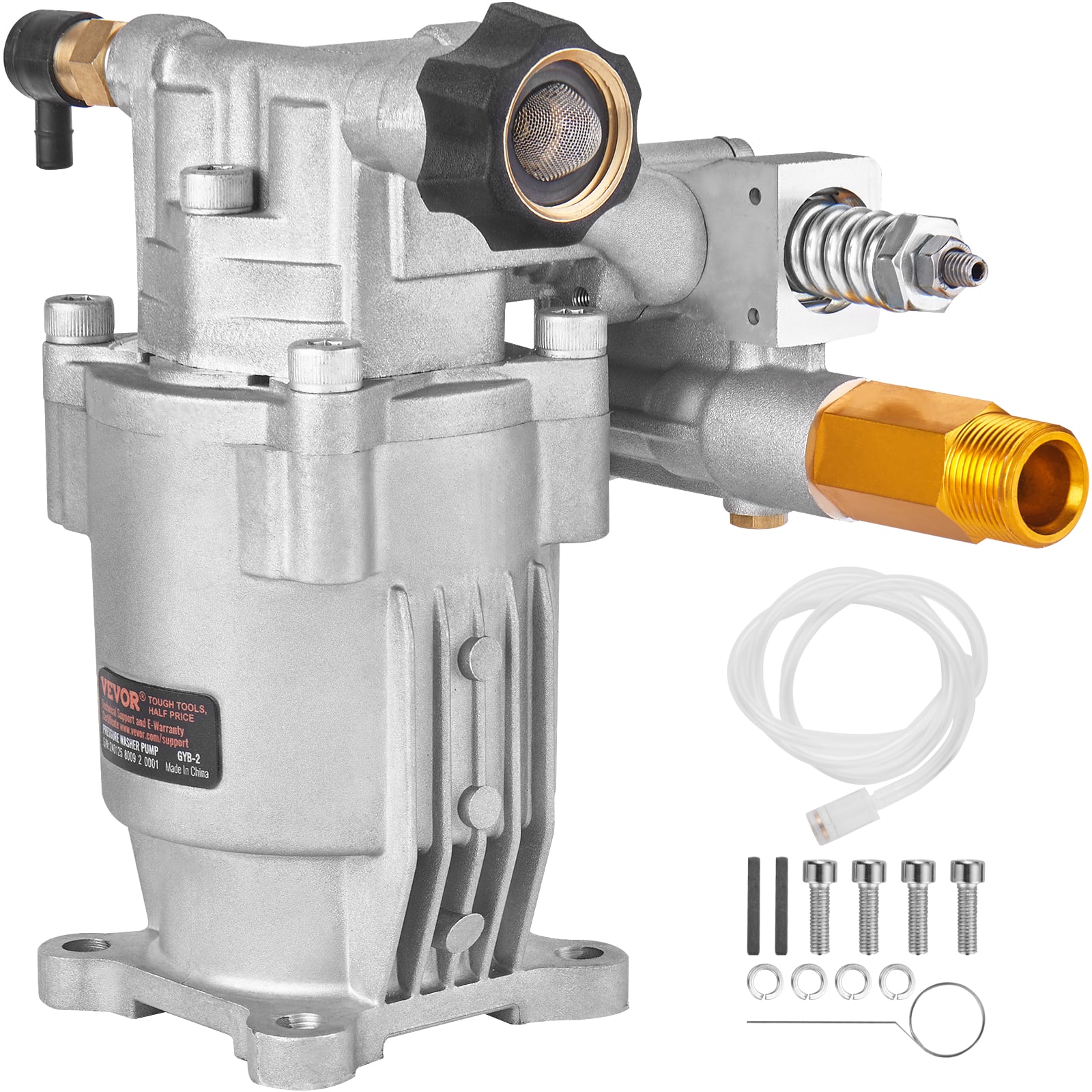 VEVOR - Pressure Washer Pump, 3/4" Shaft Horizontal, 3400 PSI, 2.5 GPM, Replacement Power Washer Pumps Kit, Parts Washer Pump - Silver