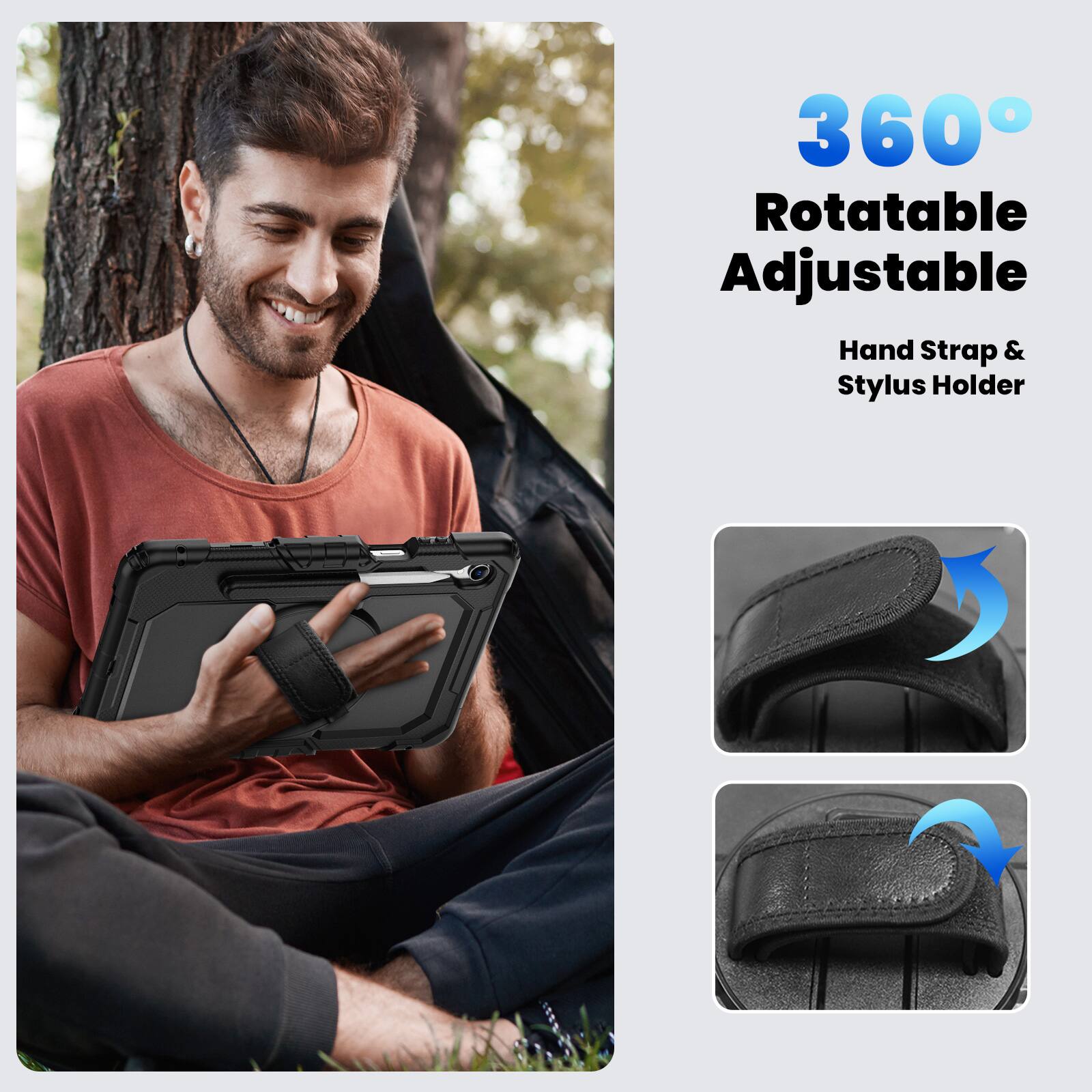 360° Rotatable Adjustable Hand Strap & Stylus Holder