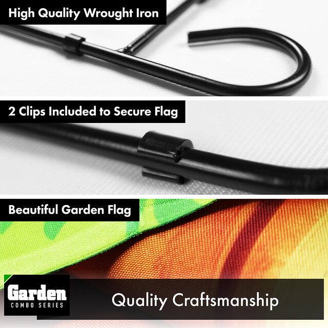 High Quality Wrought Iron

2 Clips Included to Secure Flag

Beautiful Garden Flag

Quality Craftsmanship

Garden COMBO SERIES
