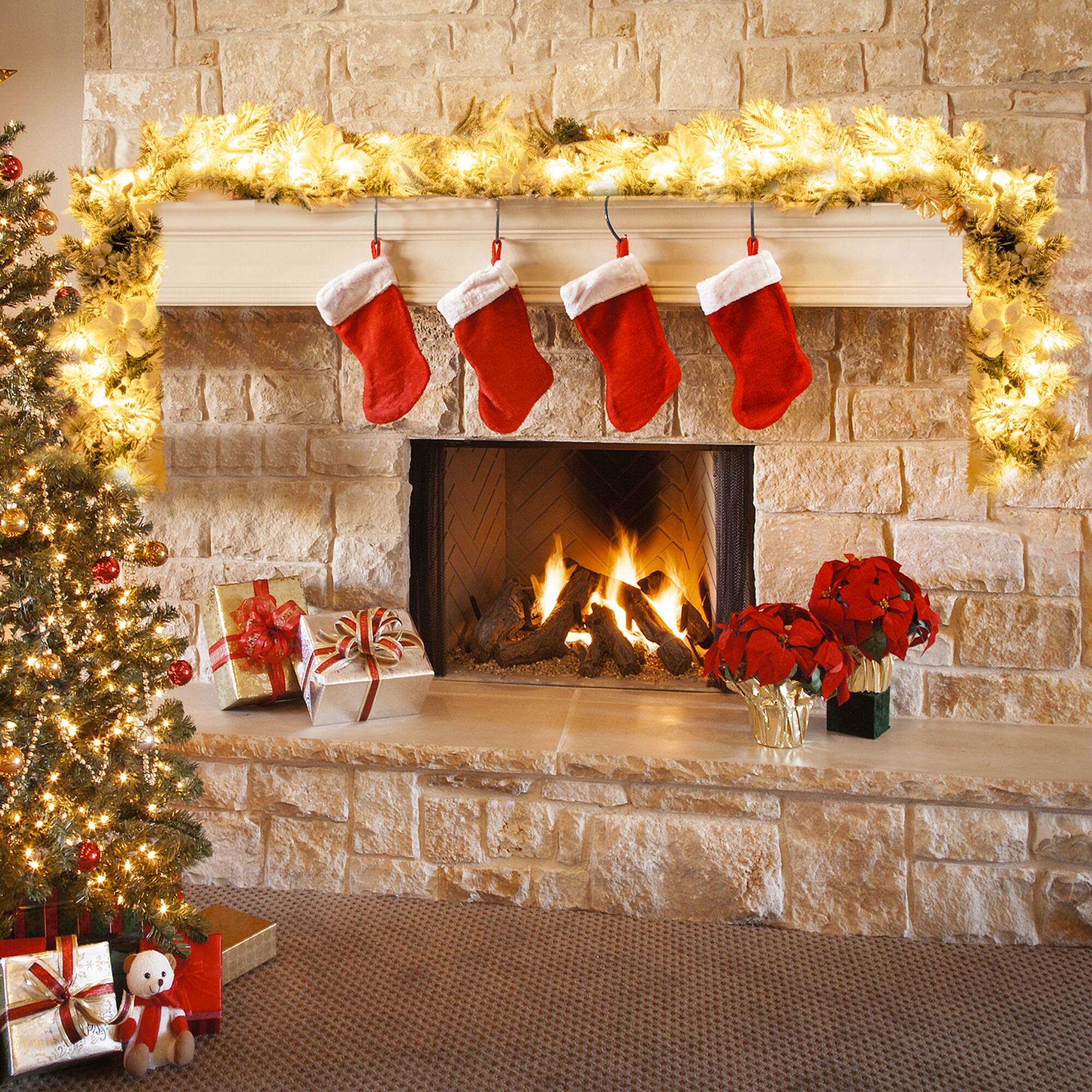 Alt View 4. Gymax - Gymax 9 FT Pre-Lit Artificial Flocked Christmas Garland w/ 50 LED Lights & Timer - White.