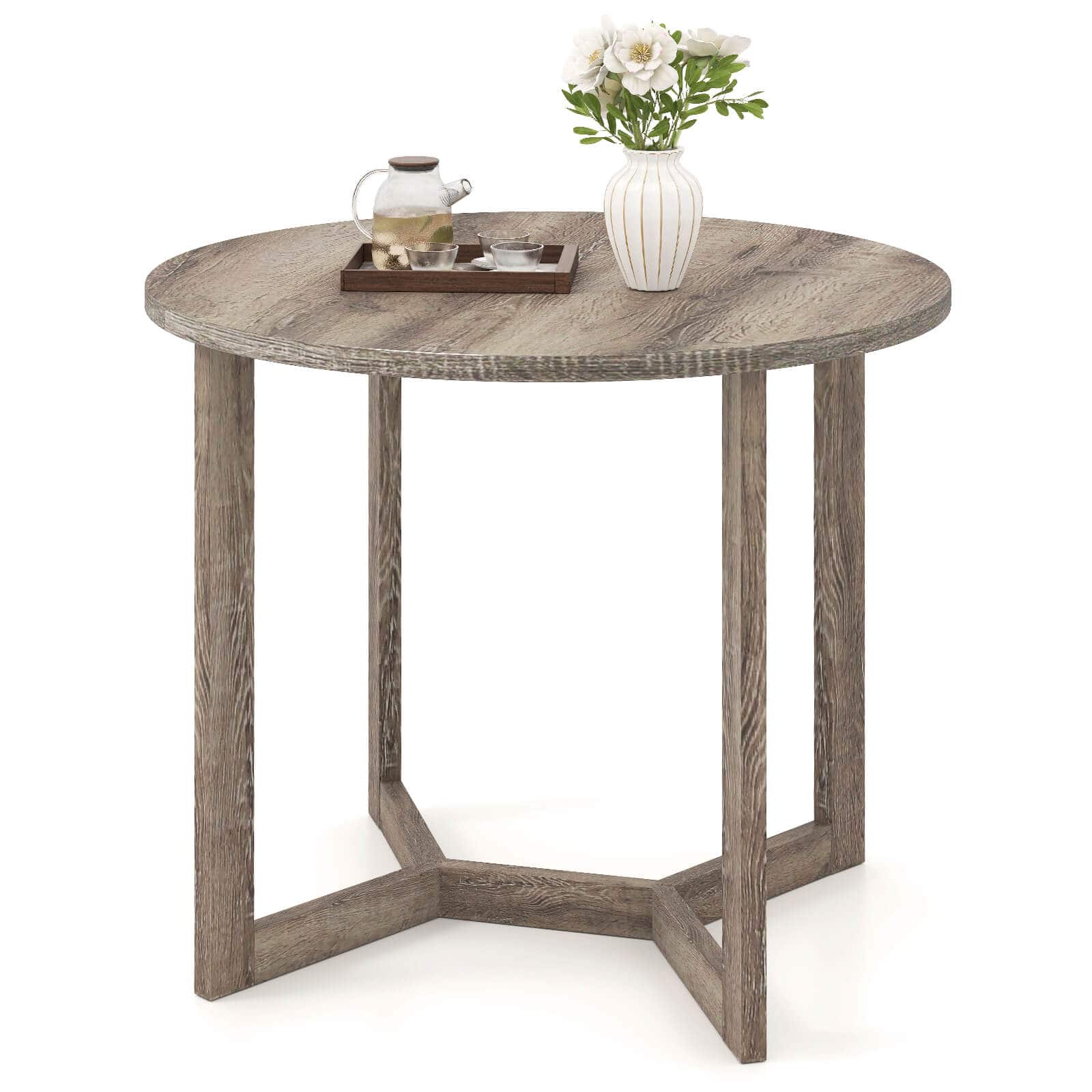 Front. Costway - Costway 36 Inch Wood Dining Table for 2-4 People with Wing-shaped Pedestal Base Gray - Gray.