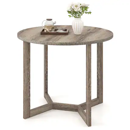 Front. Costway - Costway 36 Inch Wood Dining Table for 2-4 People with Wing-shaped Pedestal Base Gray - Gray.