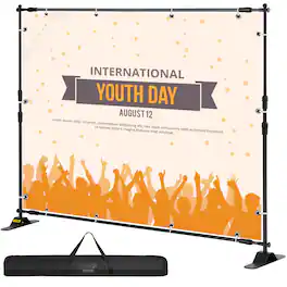 VEVOR - Telescopic Backdrop Banner Stand 8'x8' Banner Stand Step and Repeat Backdrop Banner Stand Retractable Banner Stand (8ft) - Black