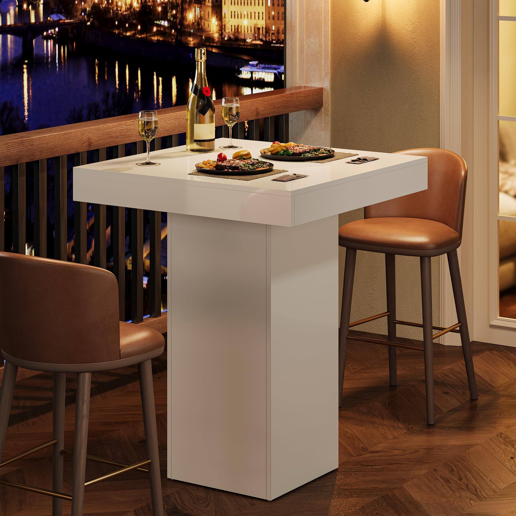Tribesigns Square Bar Table, Modern Kitchen Dining Table, Counter ...