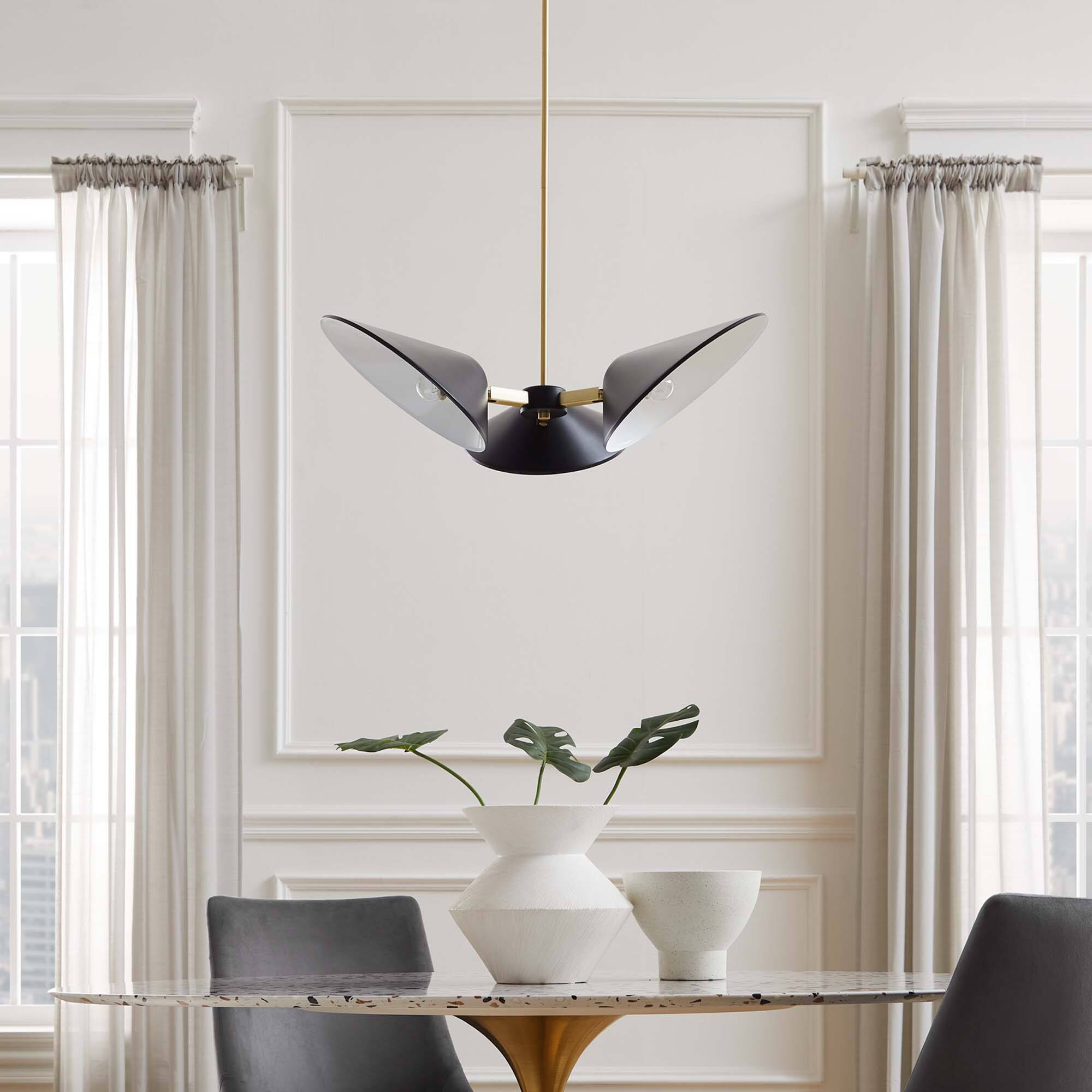 Back. Modway - Journey 3-Light 3" Arm Pendant by Modway - Black.
