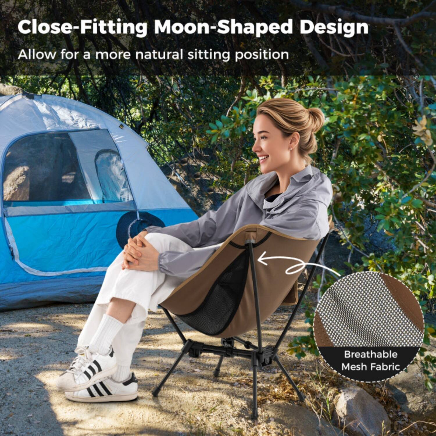 Close-Fitting Moon-Shaped Design  
Allow for a more natural sitting position  

Breathable Mesh Fabric