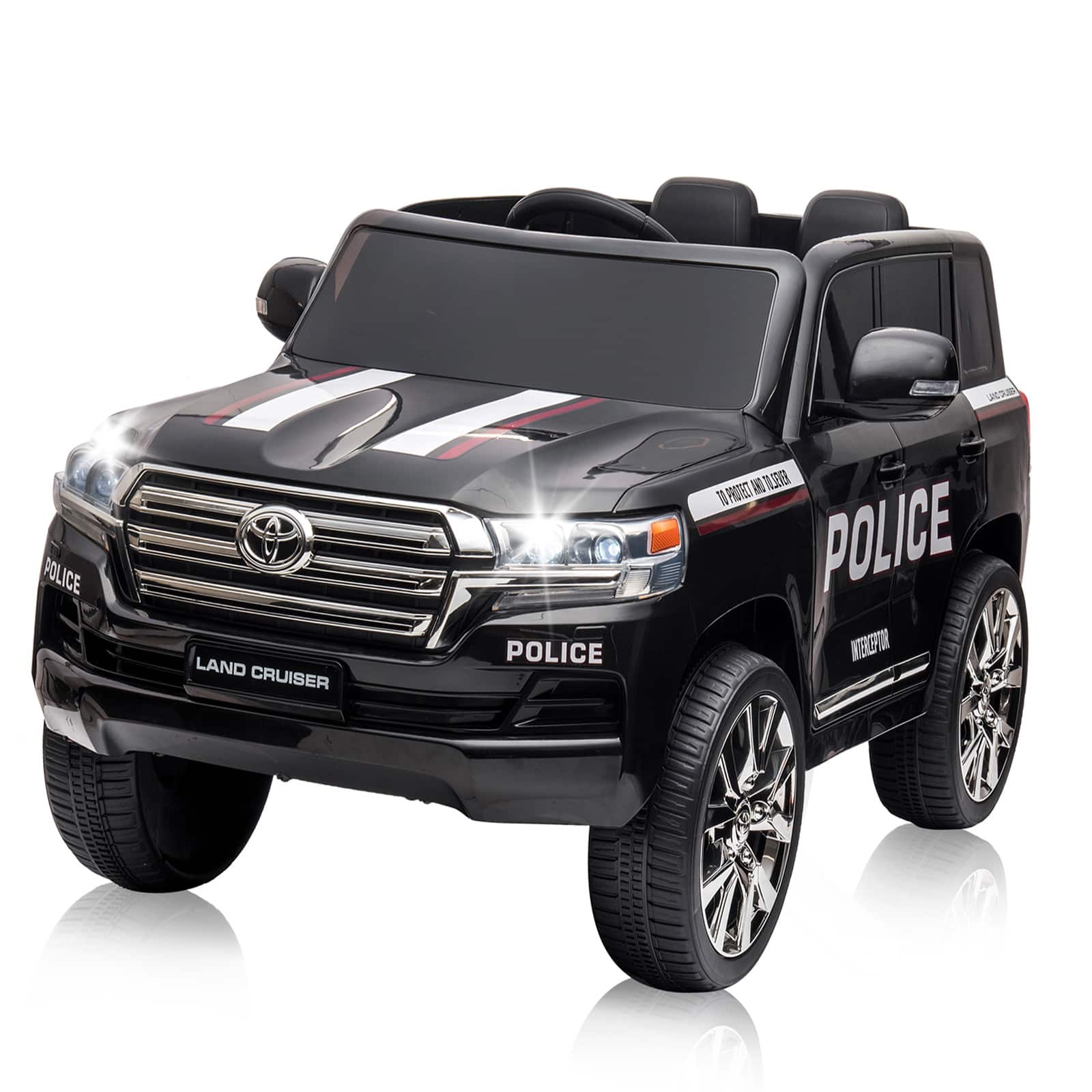 Qeetex - Licensed Toyota Land Cruiser Electric Car for Kids,12V Ride on Car w/Parent Remote Control with Battery Powered - Black&White