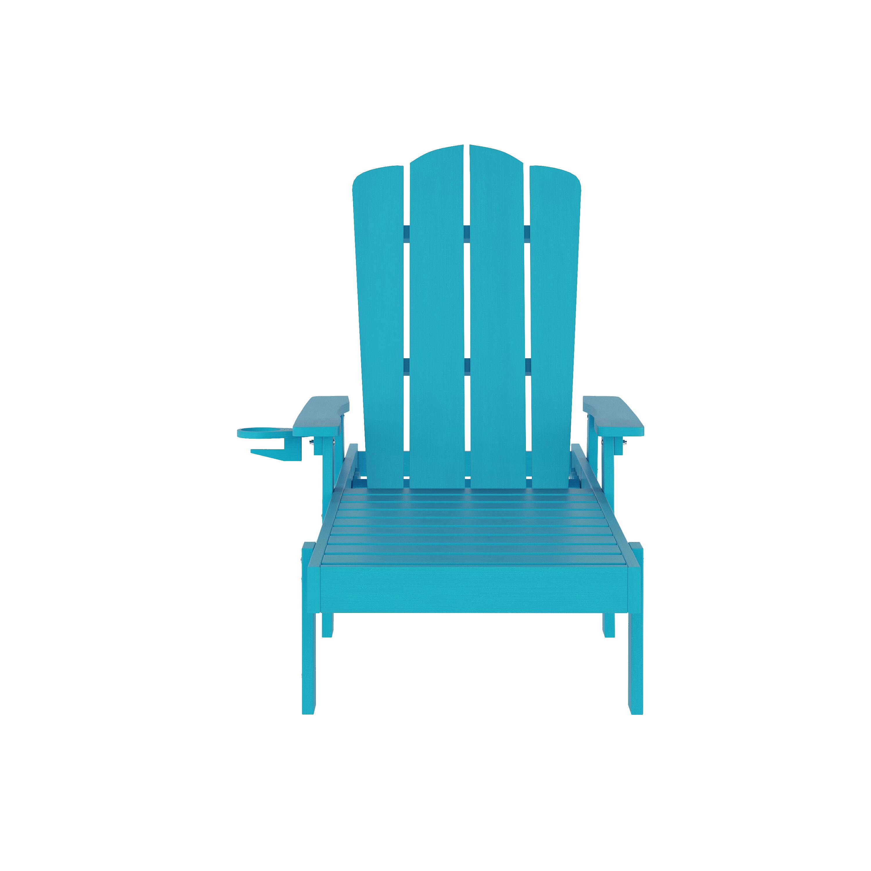 Alt View 9. Emma + Oliver - Stockton Set of 2 Recycled HDPE Adjustable Adirondack Loungers with Fold Out Cupholders for Indoor/Outdoor Use - Blue.