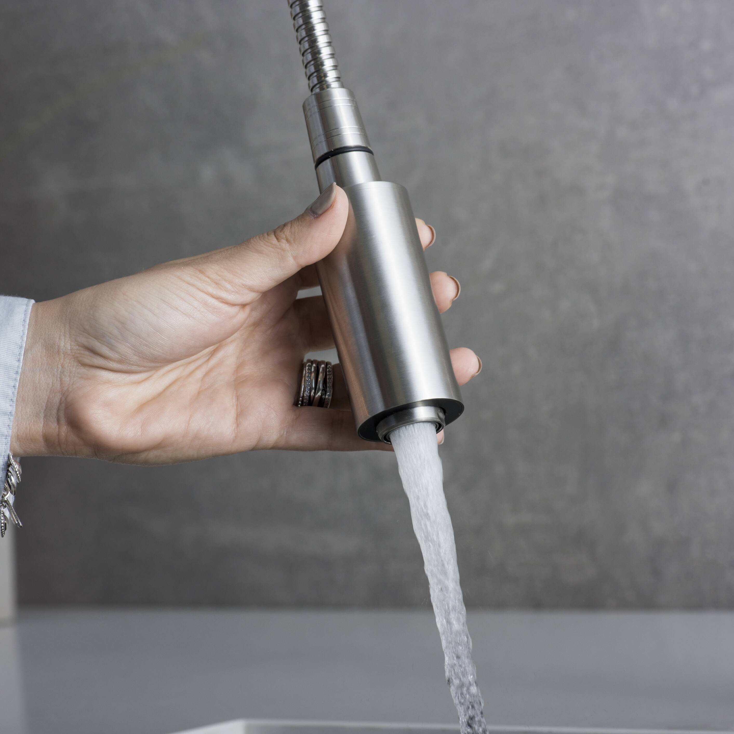 Alt View 8. Siljoy - DAX Single Handle Pull Down Kitchen Faucet Brushed Finish - Steel Gray.