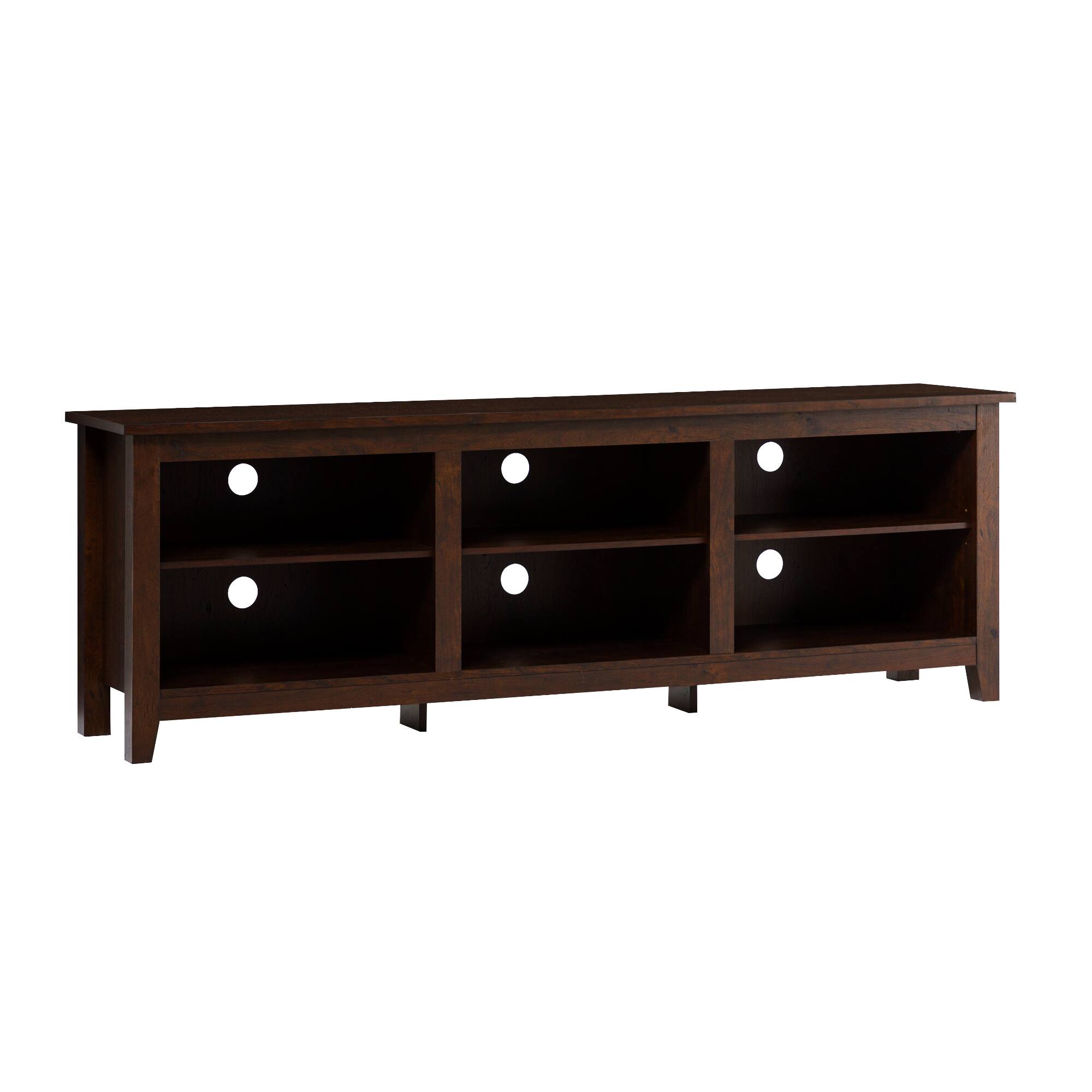 Back. Spaco - Spaco Modern Transitional 70" TV Stand for 80" TVs, Entertainment Center Media Console with 5-Shelf Open Storage - Brown.