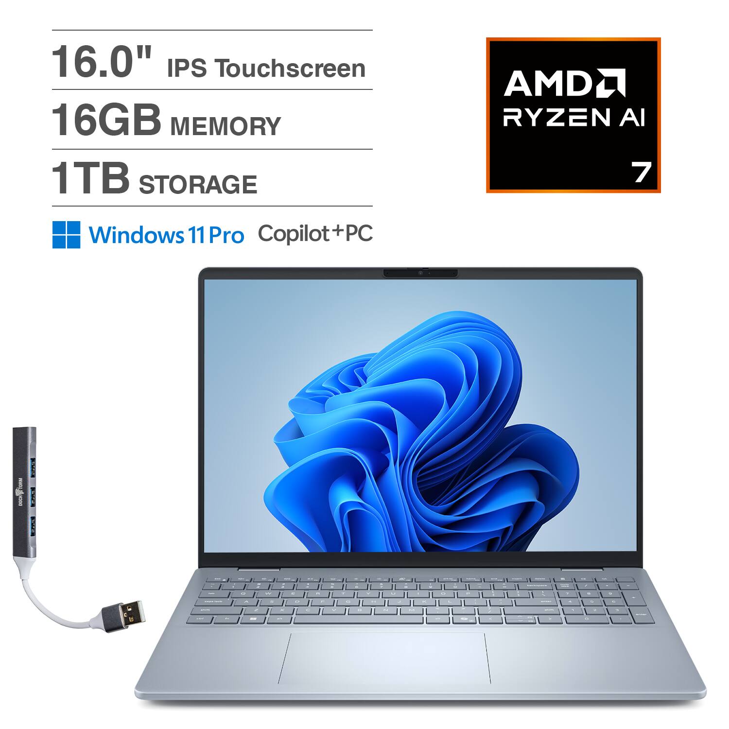 Dell 16 Plus DB16255 Laptop 16.0 WUXGA (AMD Ryzen AI 7 350, 16GB