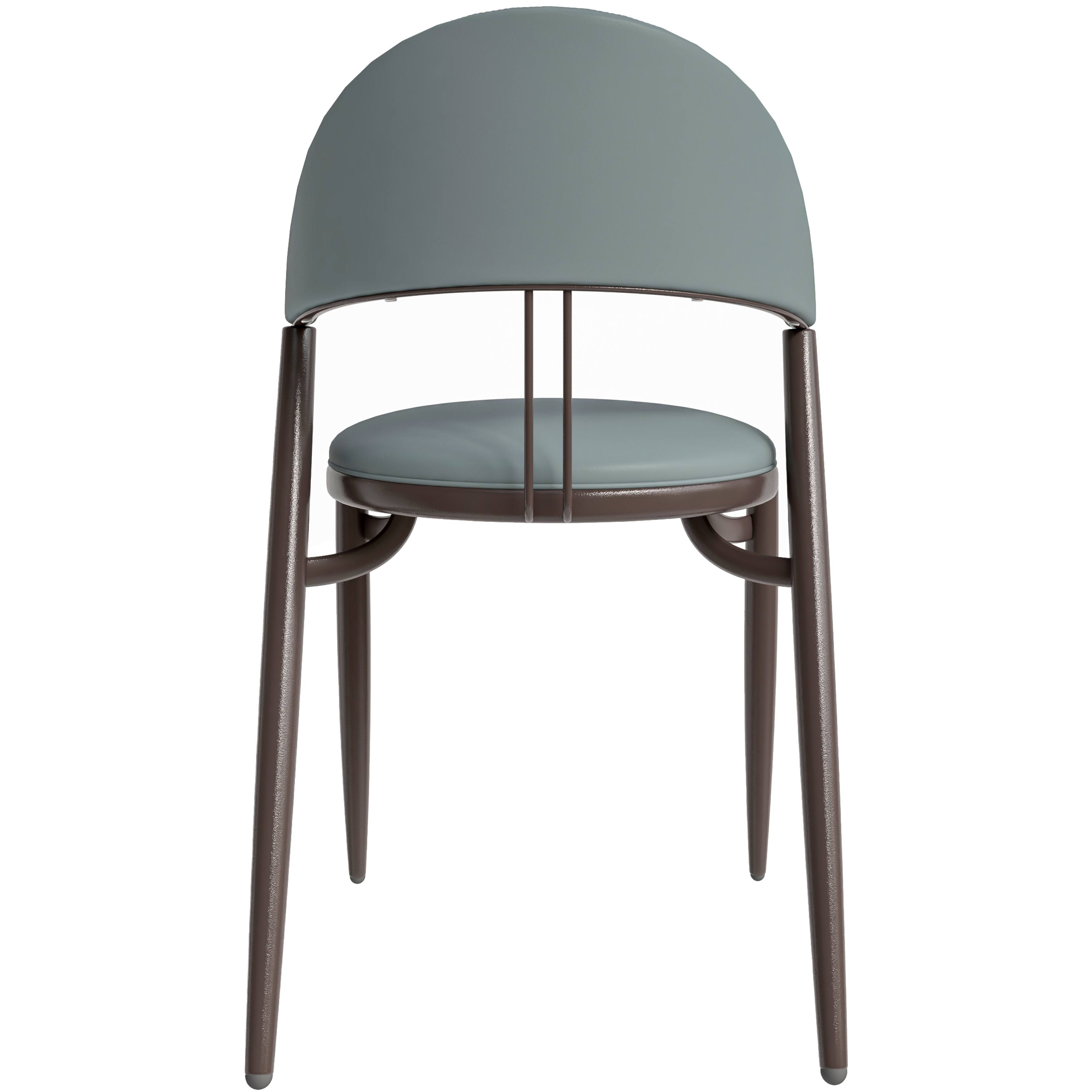 Alt View 4. LeisureMod - Venice 4-PCS Contemporary Leather Dining Chair with Sturdy Iron Legs - Light Grey.