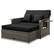 Front. Costway - Wicker Loveseat Sofa Set Patio Rattan Daybed with Ottoman & Retractable Side Tray - Black + Mix Gray.