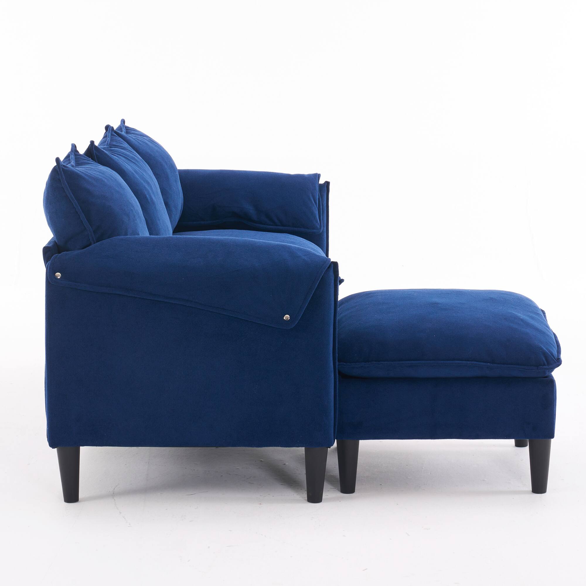 Alt View 7. GOODSILO - Convertible L-Shaped Combination Sofa with Storage Footstools for Living Room, Bedroom, or Office Spaces - Blue.