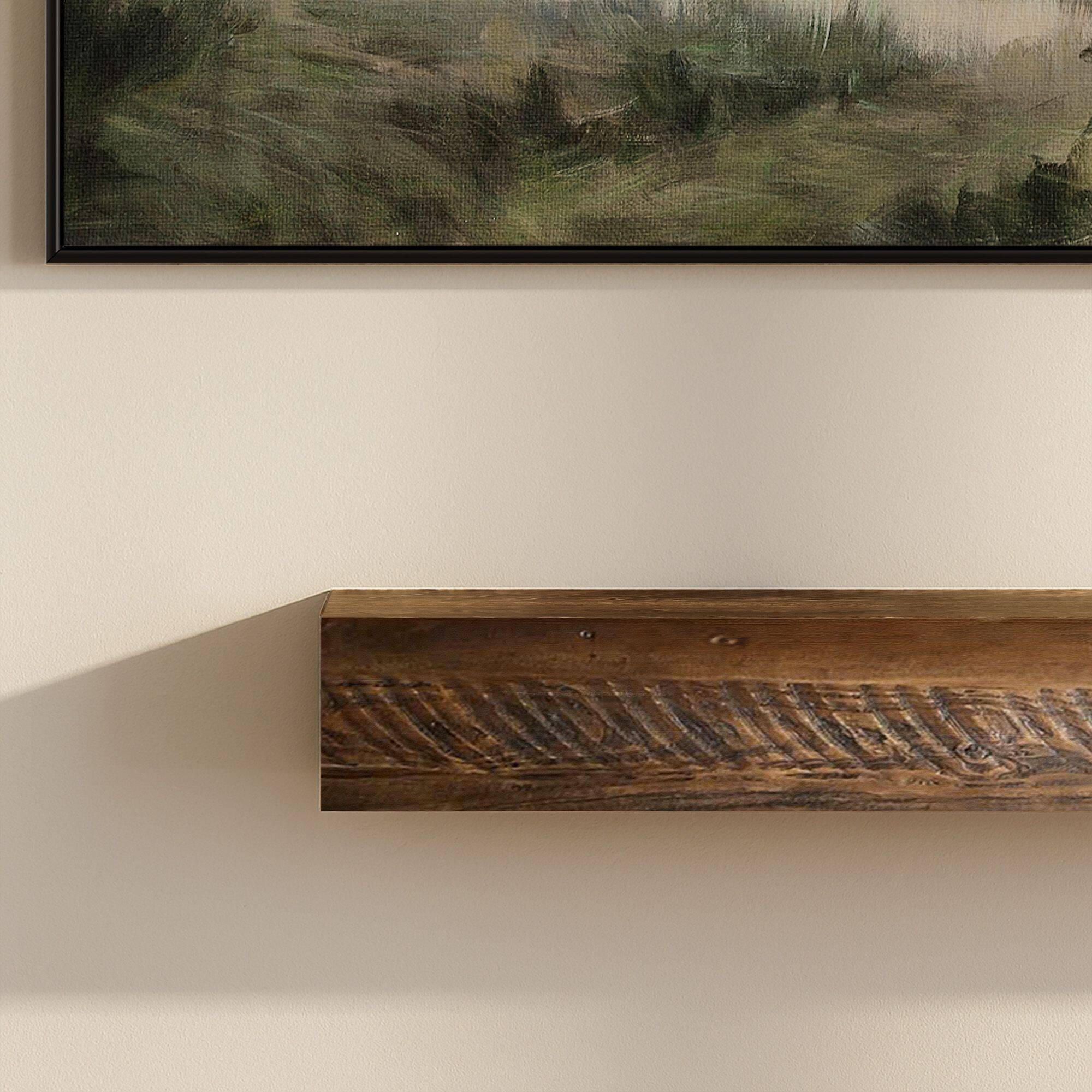 Alt View 4. Plank+Beam - Rustic Floating Shelf/Fire Beam (48in / 1219mm), Rustic Barnwood - Rustic Barnwood.