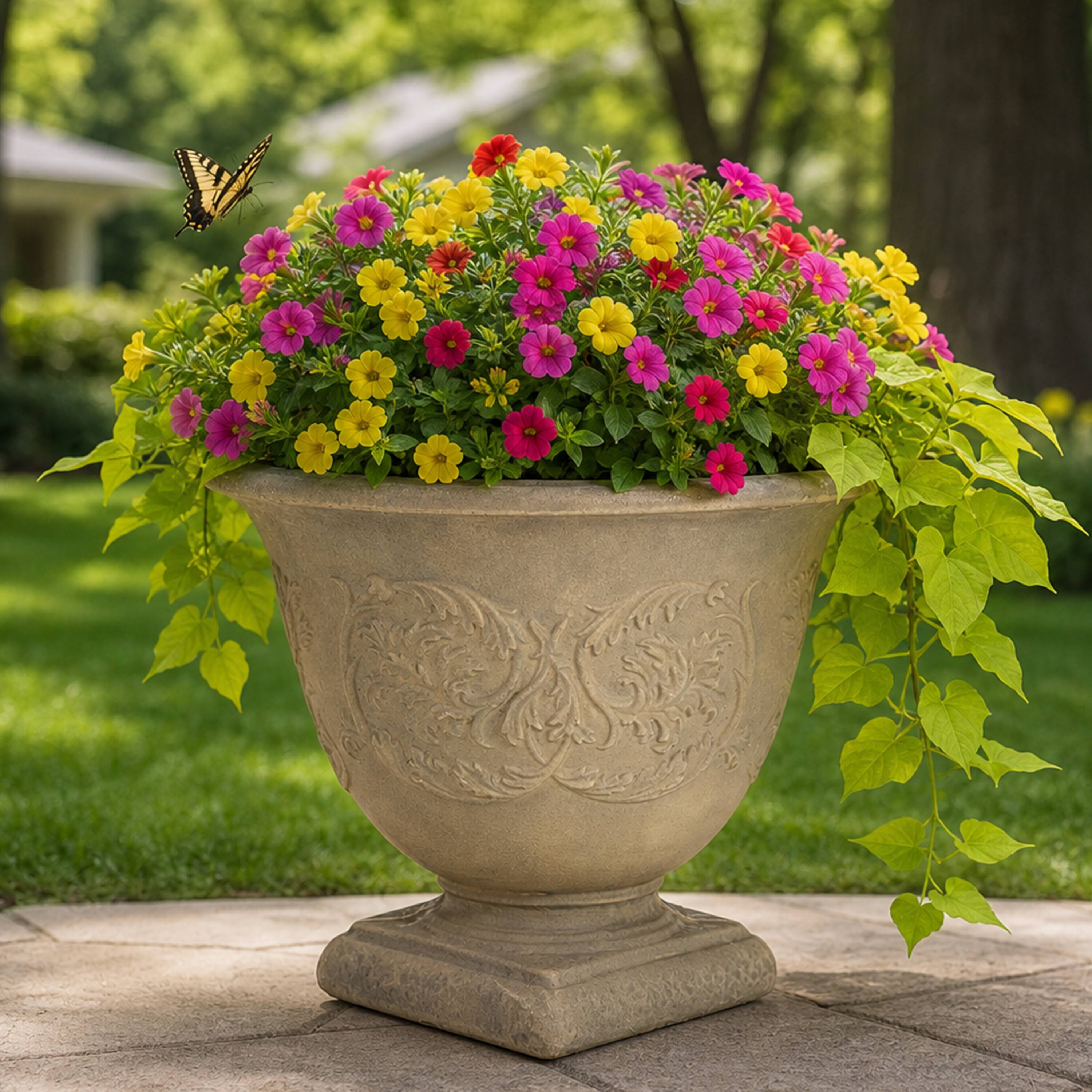 Alt View 10. Sunnydaze - 16 in Darcy Polyresin Planter - Beige.