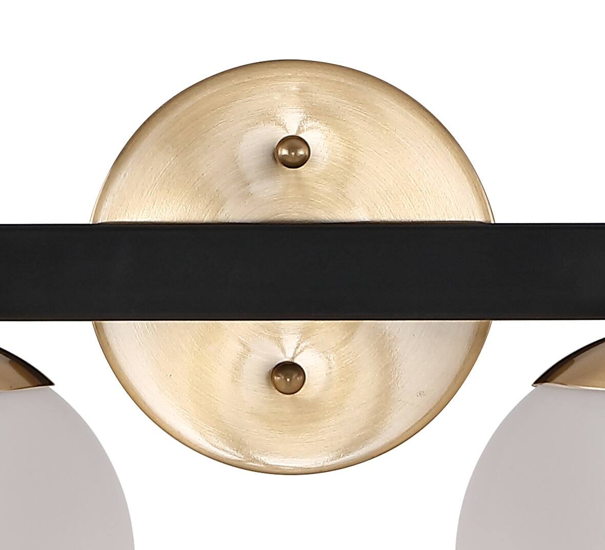 Alt View 5. Jonathan Y - Modernist Globe 15.25" 2-Light Metal/Frosted Glass Modern Contemporary LED Vanity, Brass Gold/Black - Brass Gold/Black.