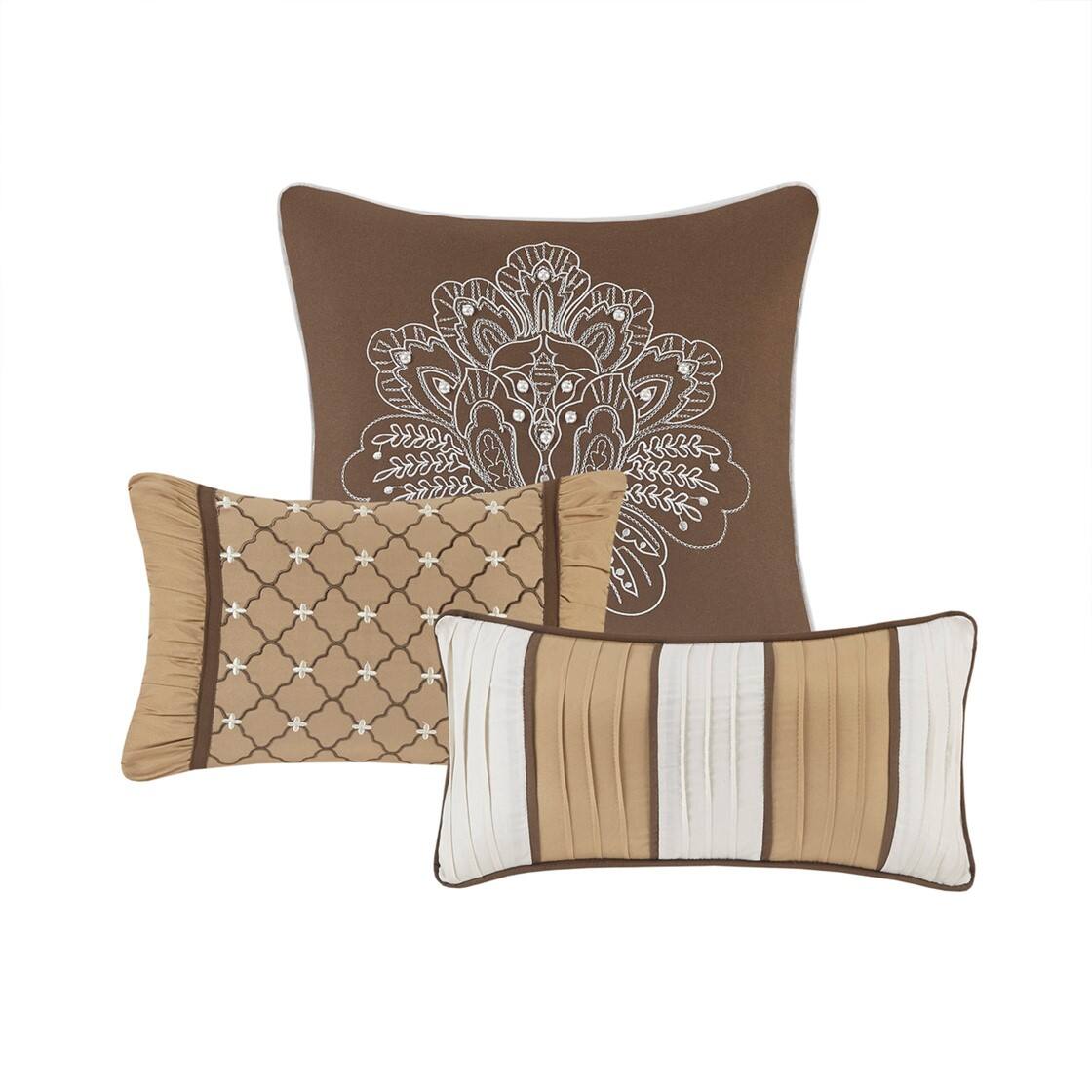Alt View 4. Gracie Mills - Gracie Mills Bruce 5-Piece Reversible Jacquard Bedspread Set - Brown/Gold.