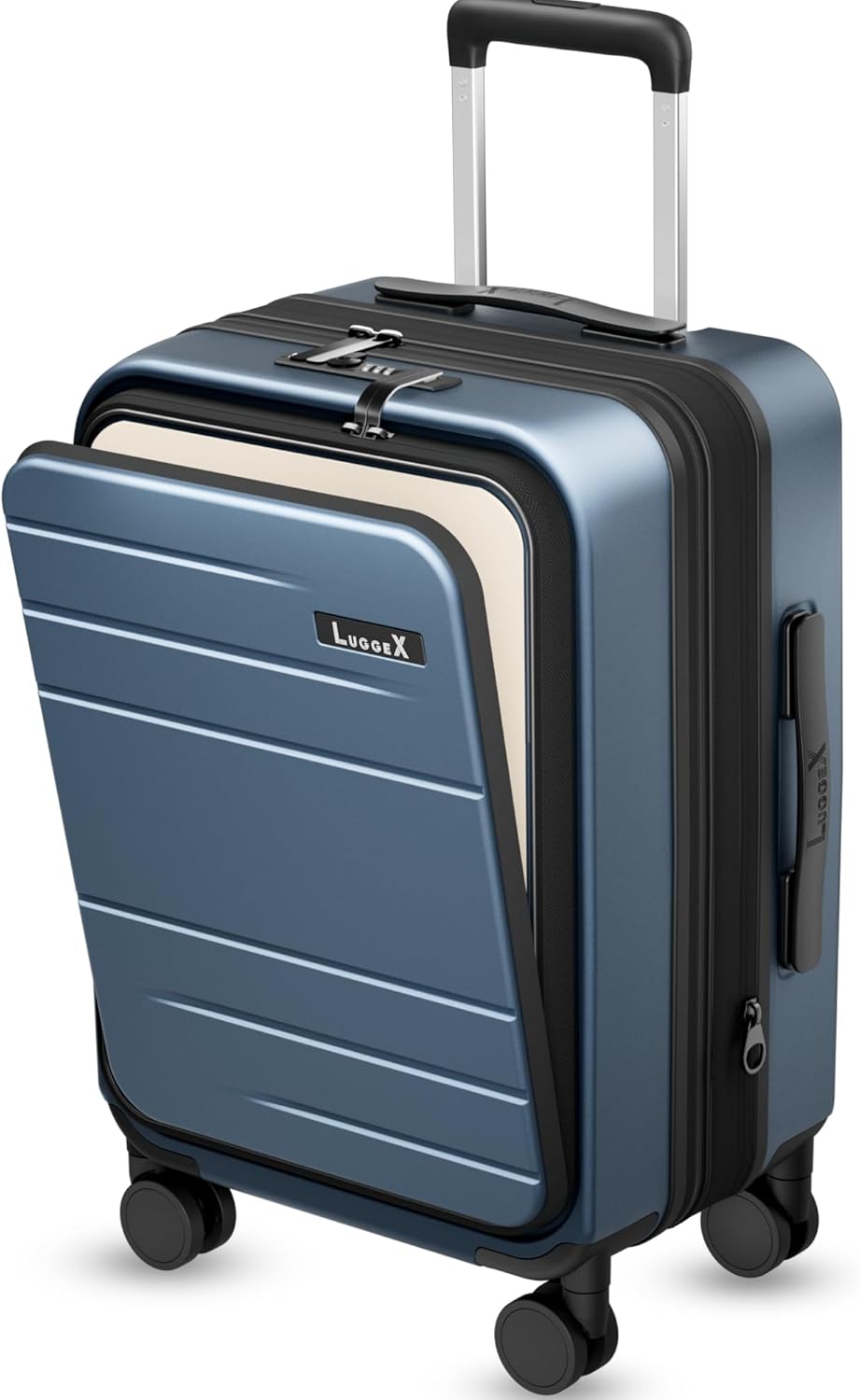 LUGGEX - Carry On Luggage Airline Approved, Expandable PC Suitcase with Front Pocket FLO - FX - Blue price history on PriceWatchPro