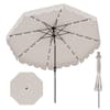 Front. Costway - Costway 9.3 FT Solar Patio Umbrella Outdoor Market Sunshade with 24 LED Lights Ruffles - Beige.