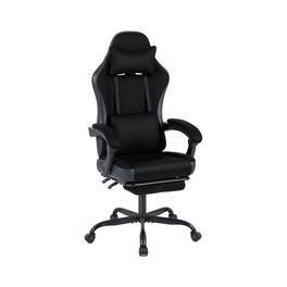 WELLFOR - Gaming Chair Height Adjustable Computer Chair with Headrest Lumbar Support Linkage Armrests - Black