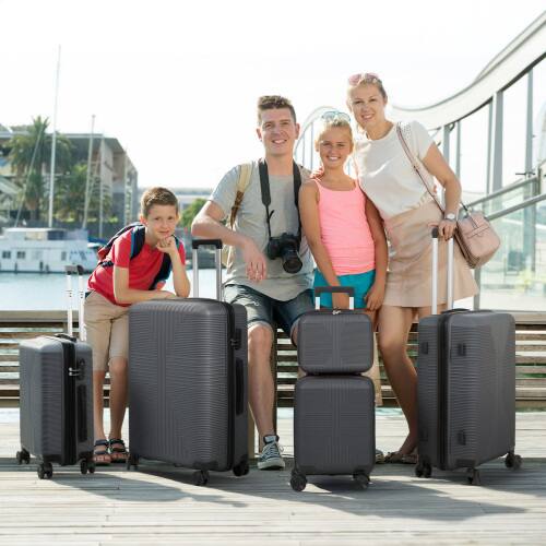 Alt View 8. Winado - 12"/16"/20"/24"/28" Carry on 5 Piece PP Hardside Luggage Suitcase Set with Built-in Lock Spinner Wheels Travel Business - Dark Grey.