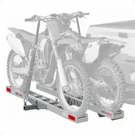 Black Widow - Double Motorcycle Carrier with Ramp for 2" Hitch, 600 Pound Capacity - Silver