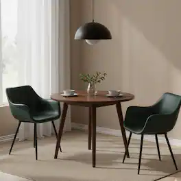 LeisureMod - Markley 2-PCS Modern Leather Accent Dining Chair with Powder-Coated Iron Legs - Olive Green