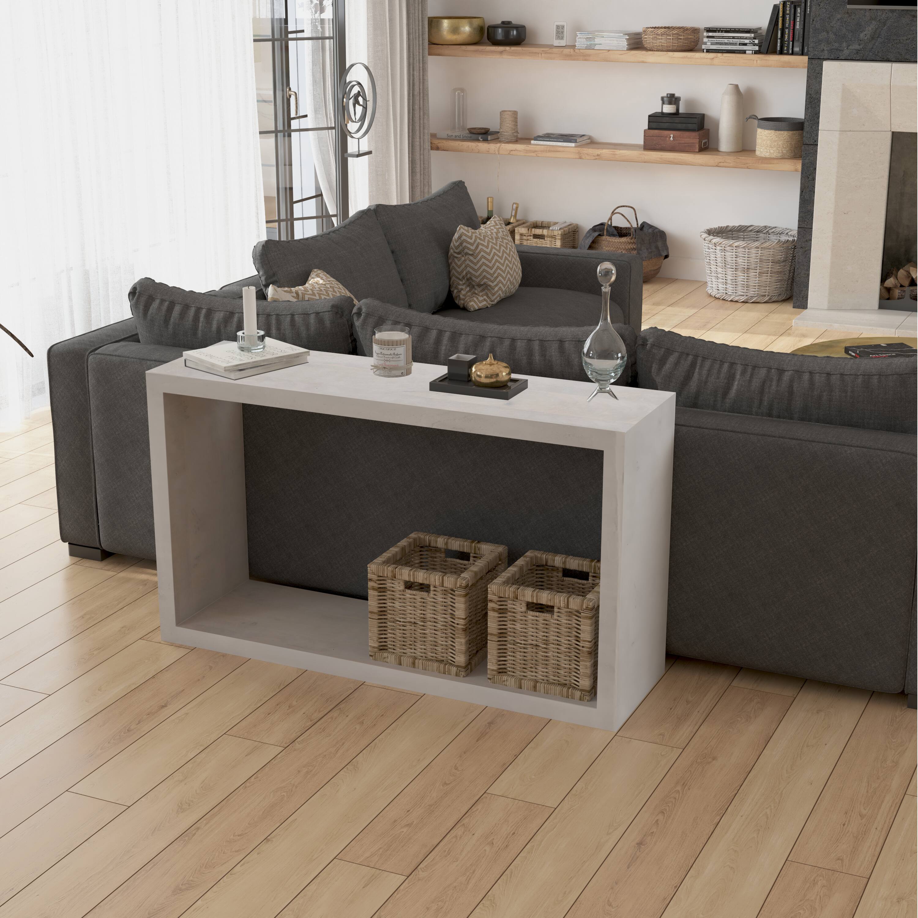 Alt View 8. Manhattan Lane - 52 Inch Sofa Console Table, Mango Wood Handcrafted Open Frame - Washed White.