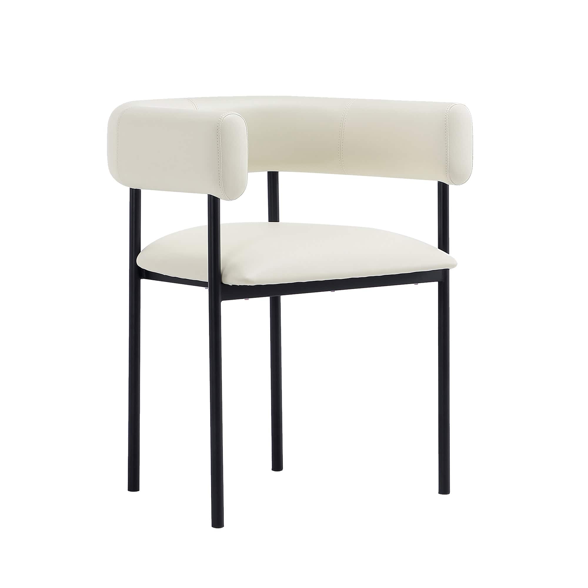 Manhattan Comfort - Onda Contemporary Metal Vegan Leather Dining Chair - Ivory