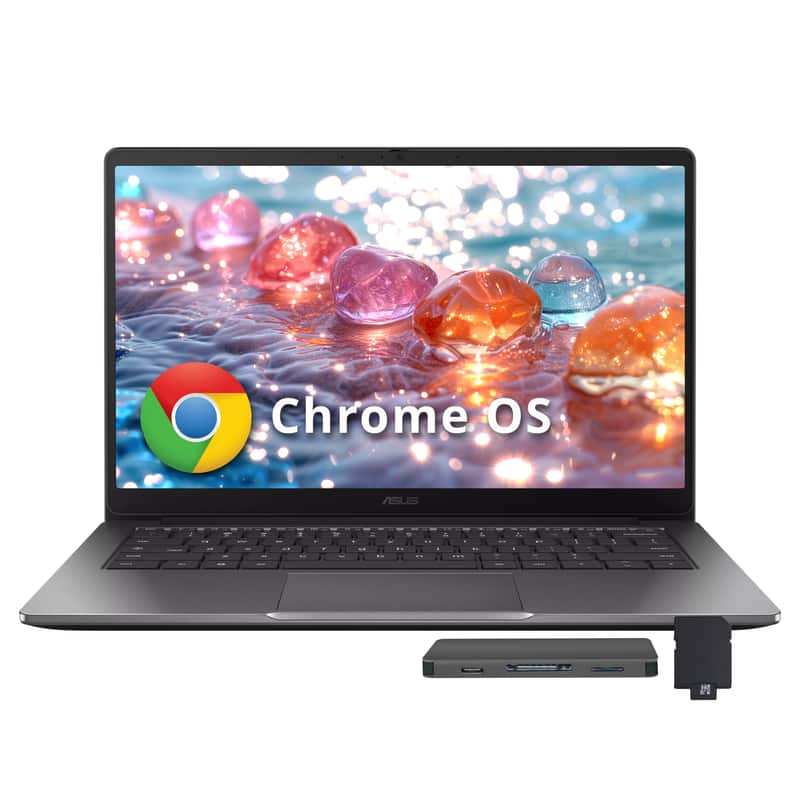 ASUS - Chromebook Plus CX 14" FHD Touchscreen Laptop,Intel Core 3-N355,8GB RAM,256GB+160GB Docking Set,Chrome OS - Black
