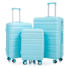 Z-Edge - 3-Piece ABS Hardside Luggage Set (20" Carry-On, 24", 28"), Spinner Suitcases with Wheels, Combination Lock - Blue