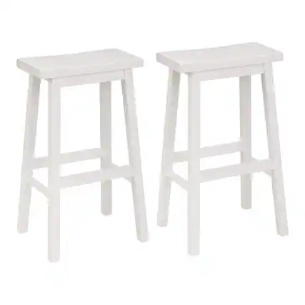 Front. PJ Wood - PJ Wood Saddle-Seat 29 Inch Kitchen, Table, & Bar Counter Stool, White, Set of 2 - White.