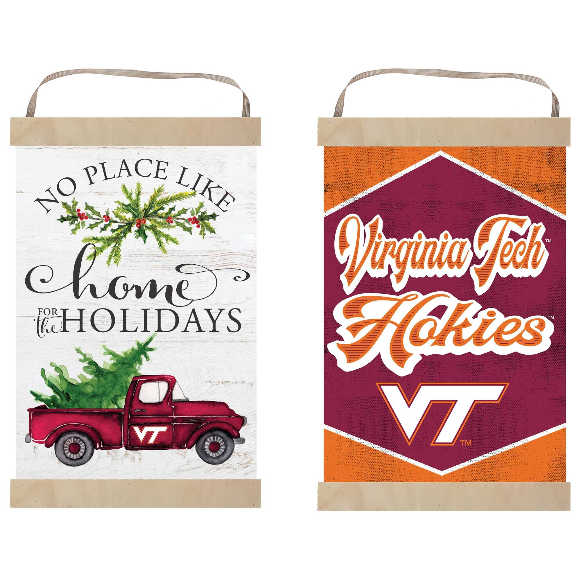 **Left Bag:**
- NO PLACE LIKE
- home
- FOR THE HOLIDAYS

**Right Bag:**
- Virginia Tech
- Hokies
- VT